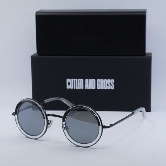 🕶️ New Cutler and Gross CG1277S 002 Sunglasses - Black on Crystal Frame - Picture 10 of 10